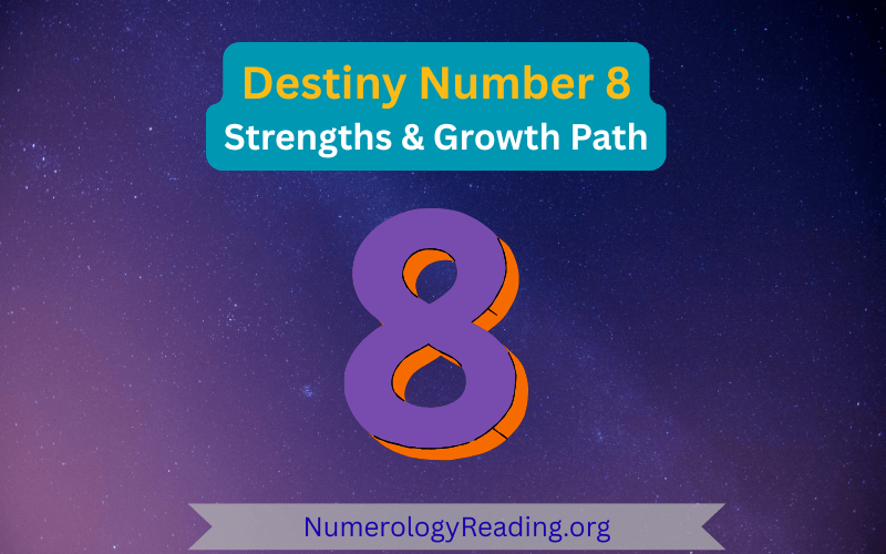 Destiny Number 8 hero image showing ambition, wealth, leadership, and material mastery.