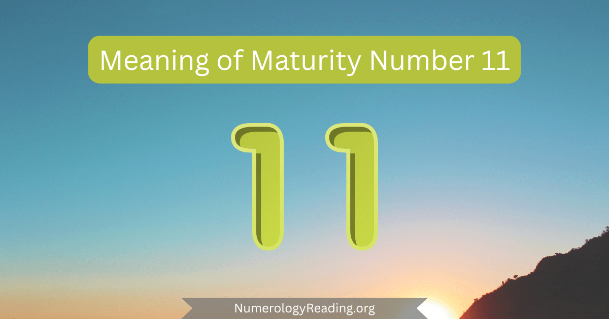 Meaning of Maturity Number 11 in numerology: spiritual insight, vision, intuition, and inspirational leadership in maturity.